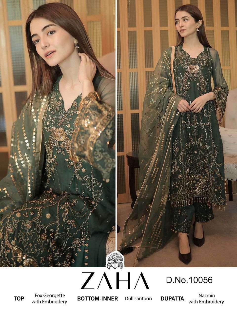 zaha 10056 georgette with heavy embroidered suit 