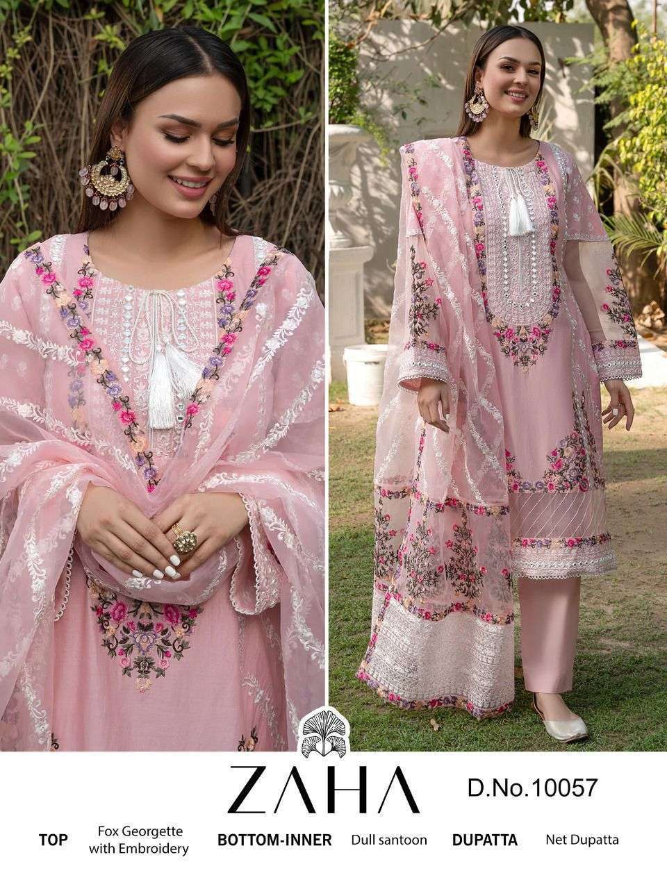 zaha 10057 georgette with heavy embroidered suit 