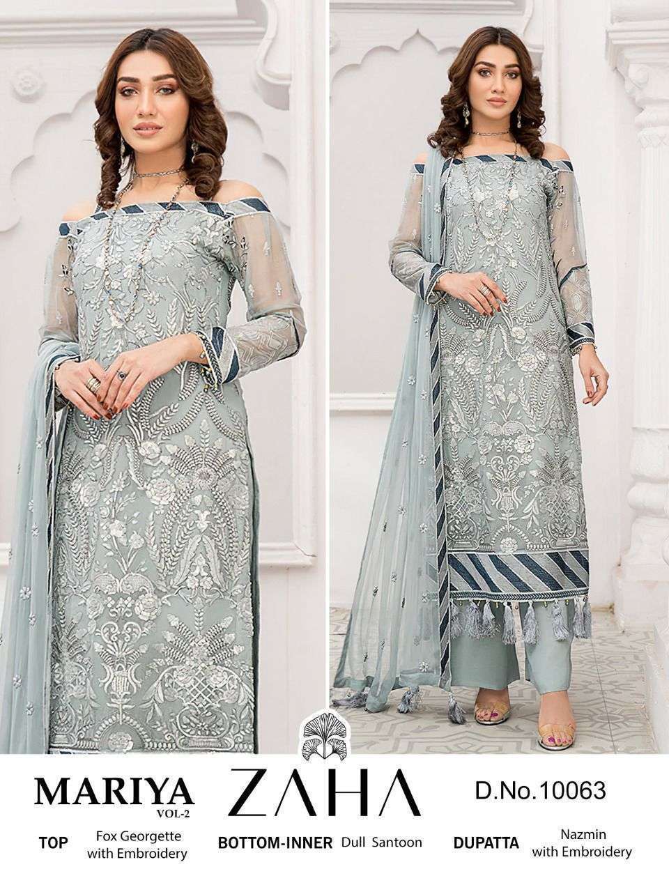 zaha 10063 georgette with heavy embroidered suit 