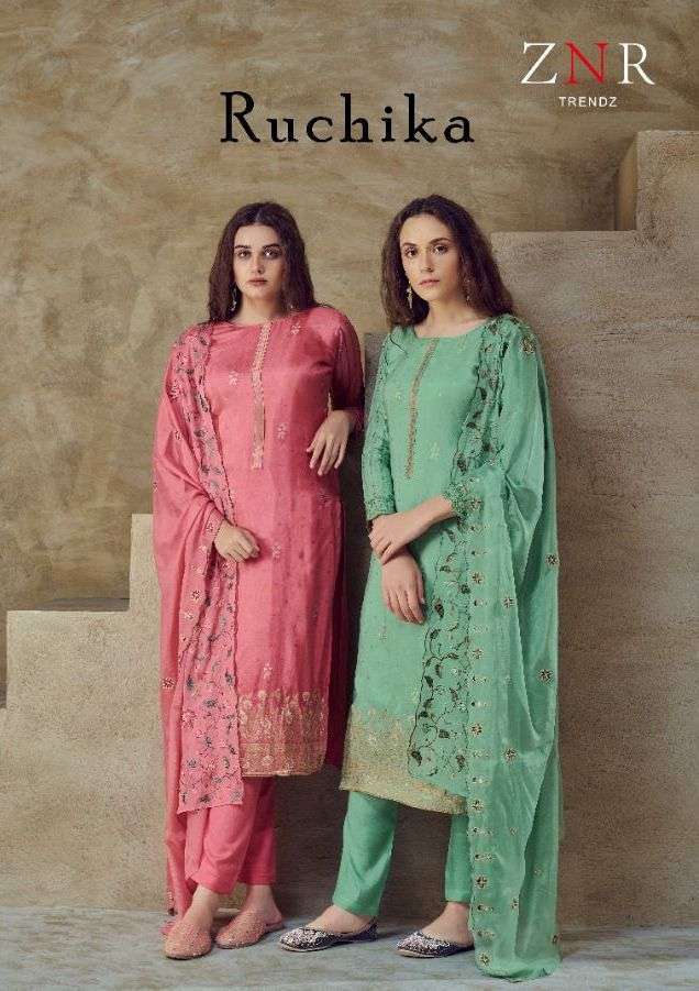 znr ruchika pure silk jacquard suit 