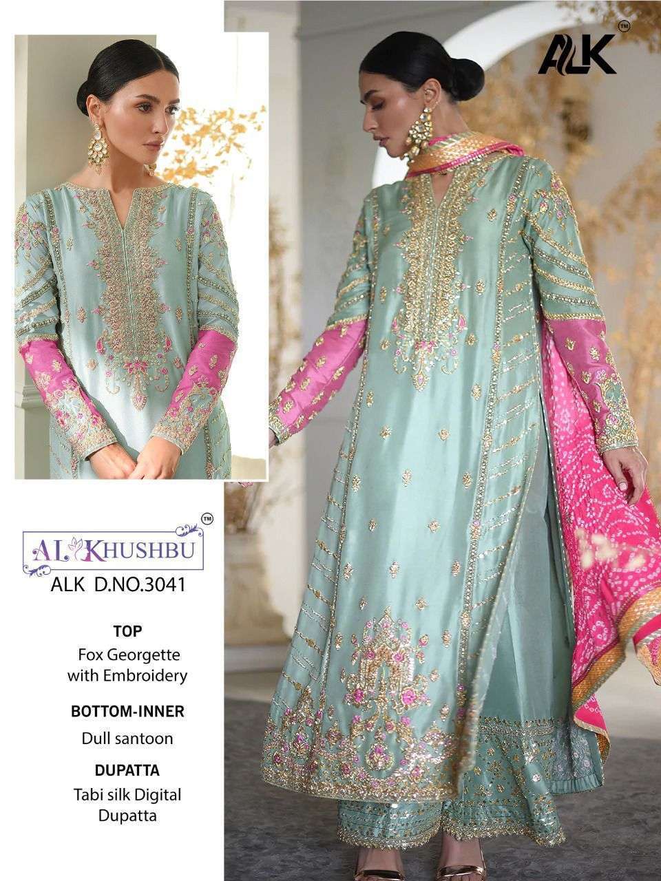 al khushbu alk-3041 georgette embroidered suit 