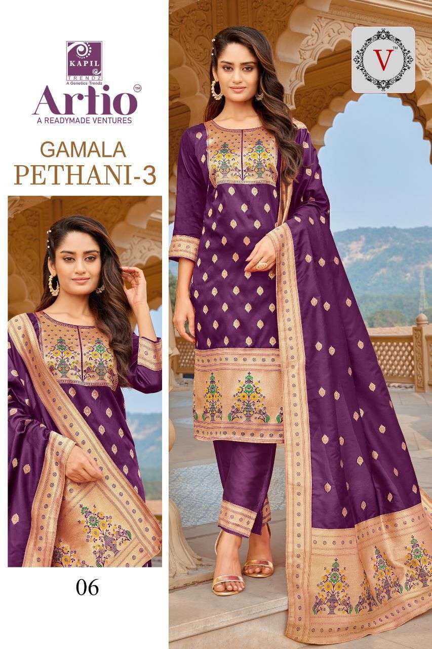 artio gamala pethani vol 3 series 01-08 silk readymade suit