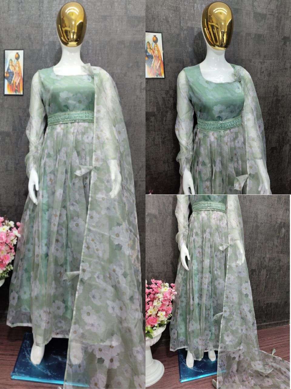 bt-13 designer heavy organza suit 