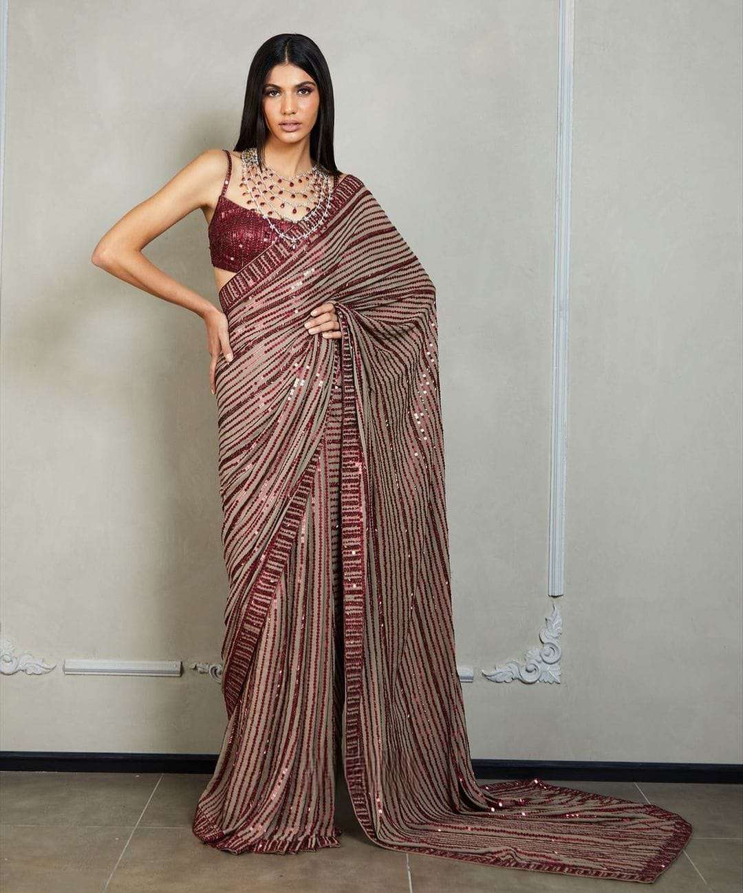 bt-16 designer  Saree Of Georgette With Heavy 5MM Sequence Embrodery Work