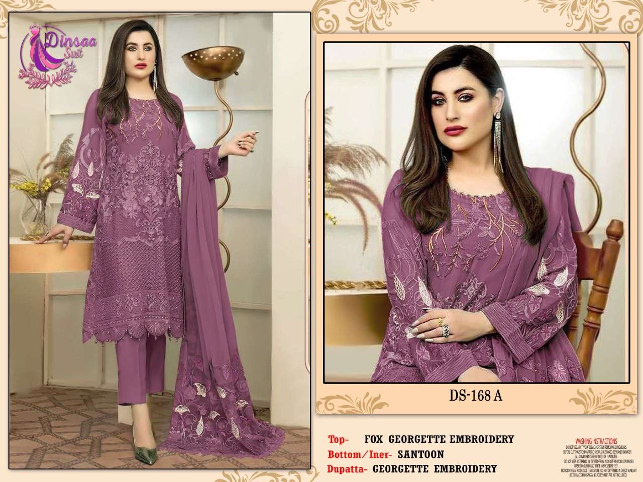 dinsaa suit DS-168 designer faux georgette suit 