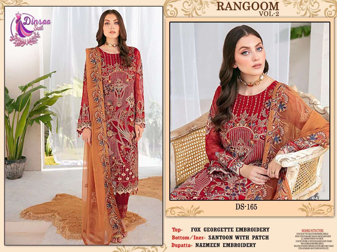 dinsaa suit rangoon vol 2 series 163-166 faux georgette suit 