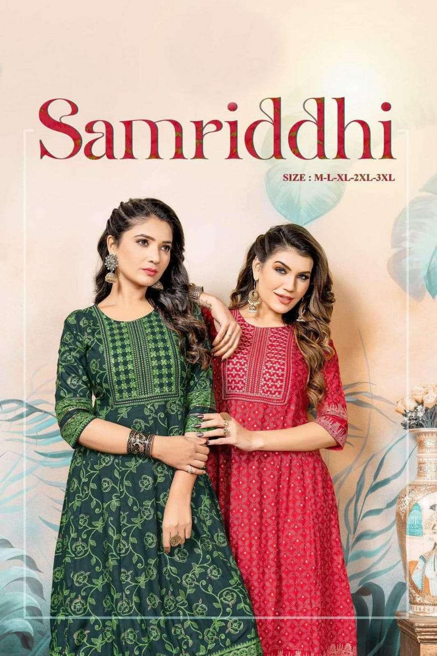 golden samridhhi series 101-108 heavy rayon kurti 