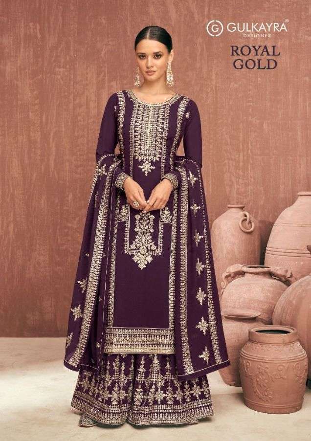 Gulkayra royal gold series 7143 real georgette suit 