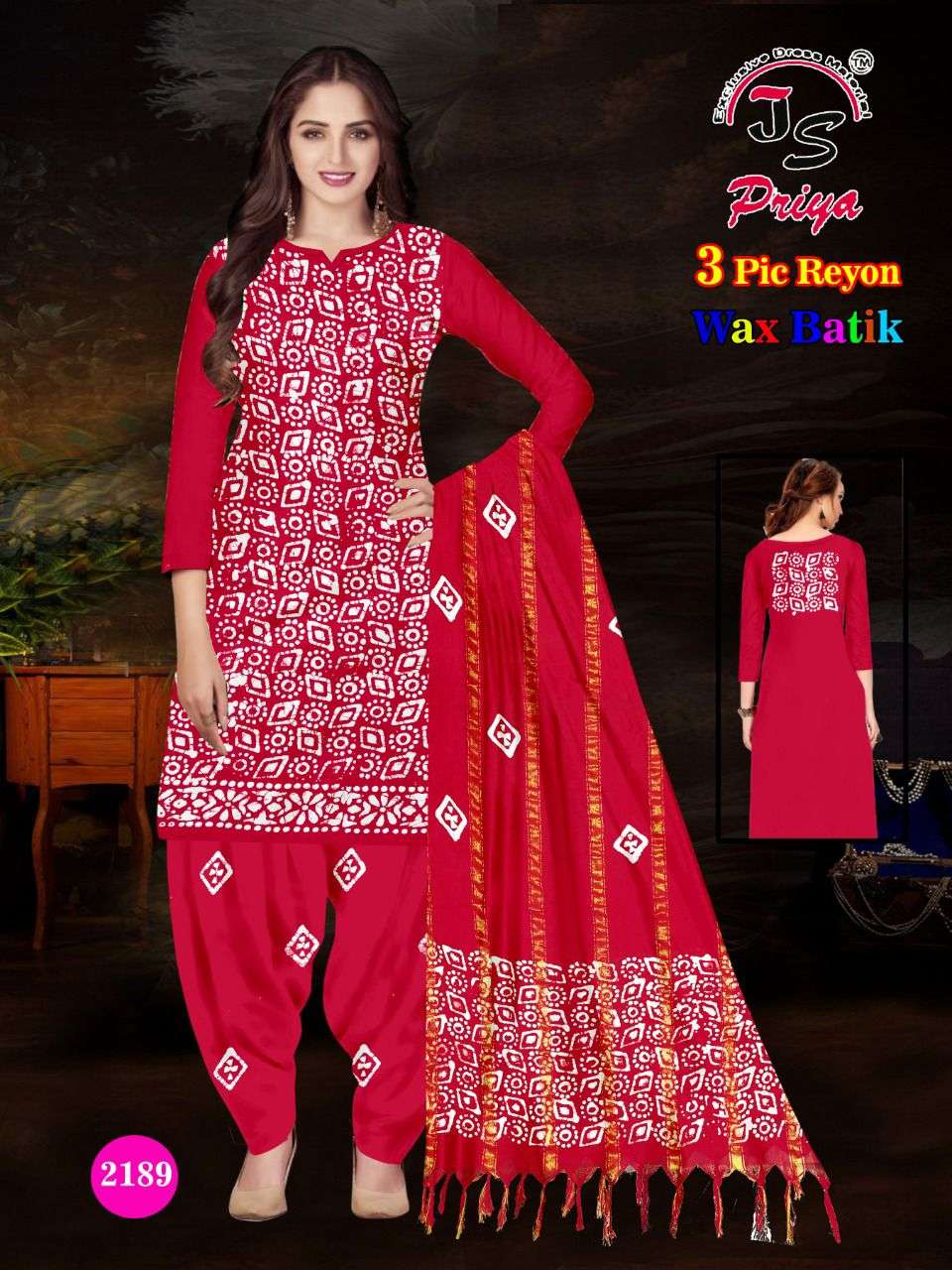Js Priya Rayon Batik Special series 2181-2190 pure rayon suit 
