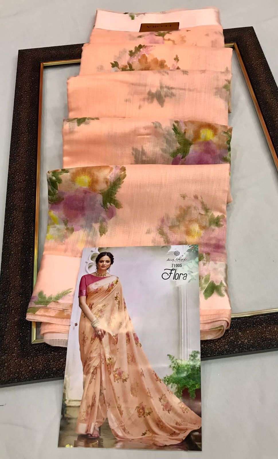 Kashvi designer sonakshi linen satin patta saree 