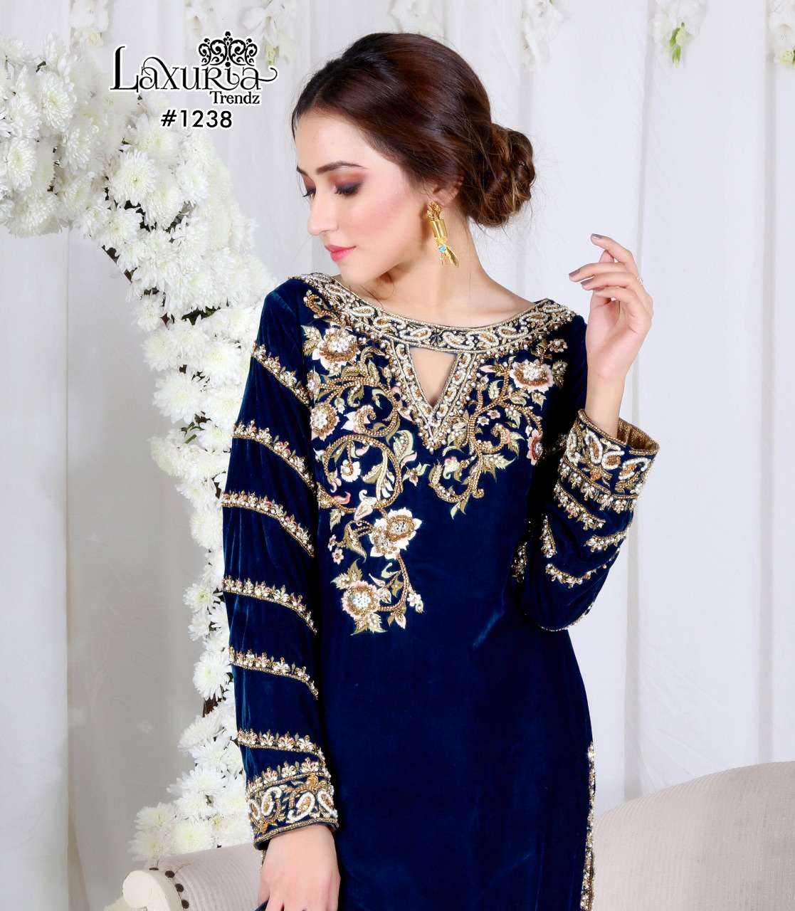 laxuria trendz 1238 designer 9000 velvet kurti 