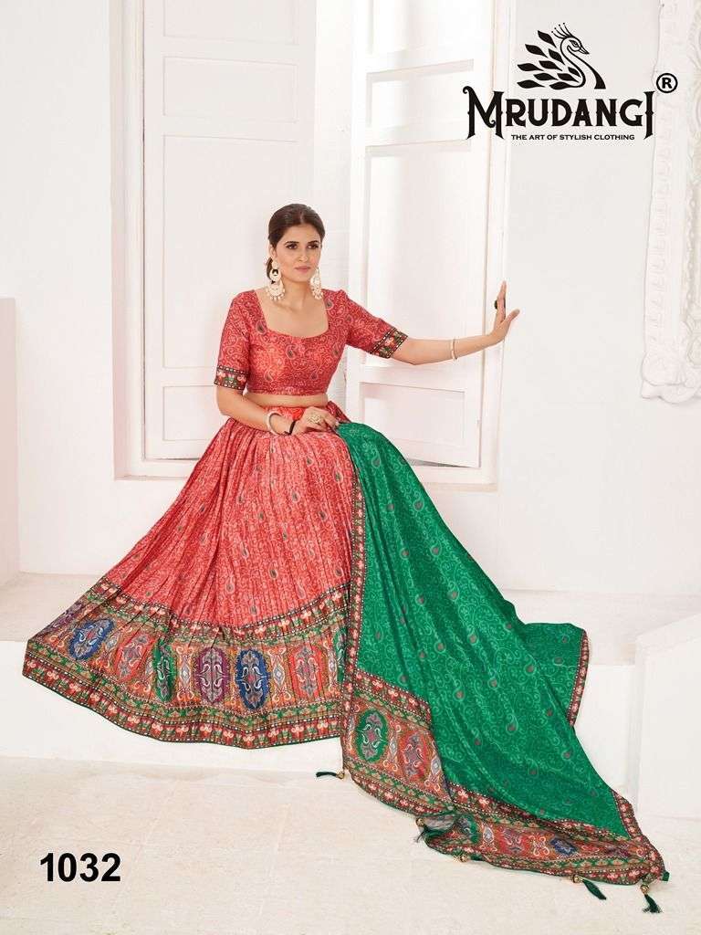 mrudangi resham 1030-1033 series heavy soft satin lehenga 