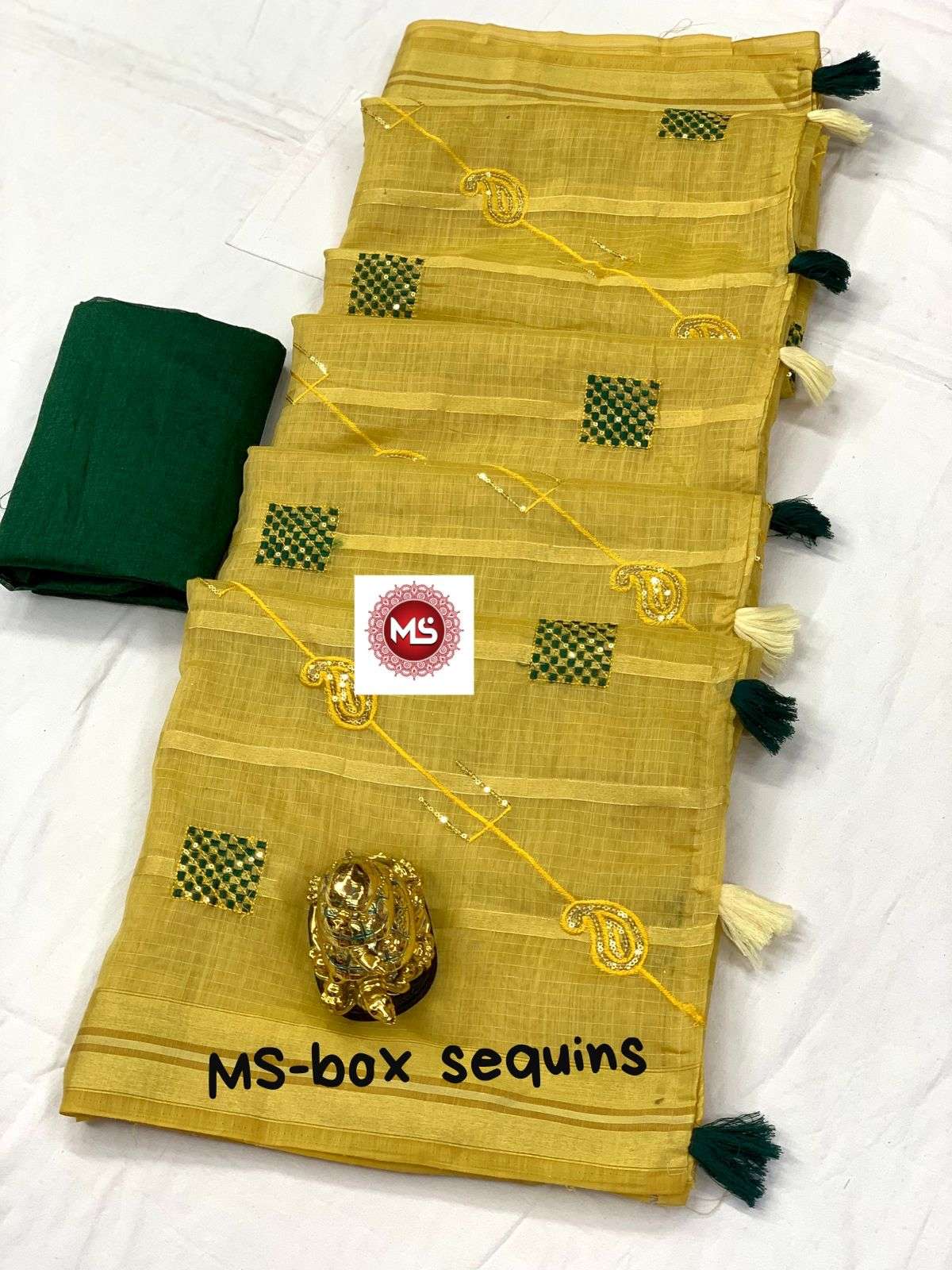 ms brand cotton box sequence saree 