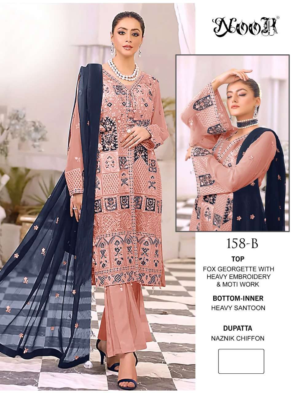 noor series 158 georgette with embroidery work suit 