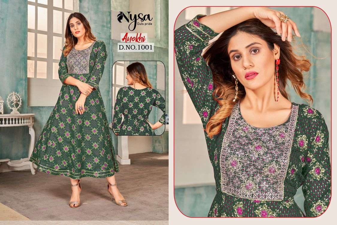 nysa anokhi series 1001-1004 capsule foil print kurti 