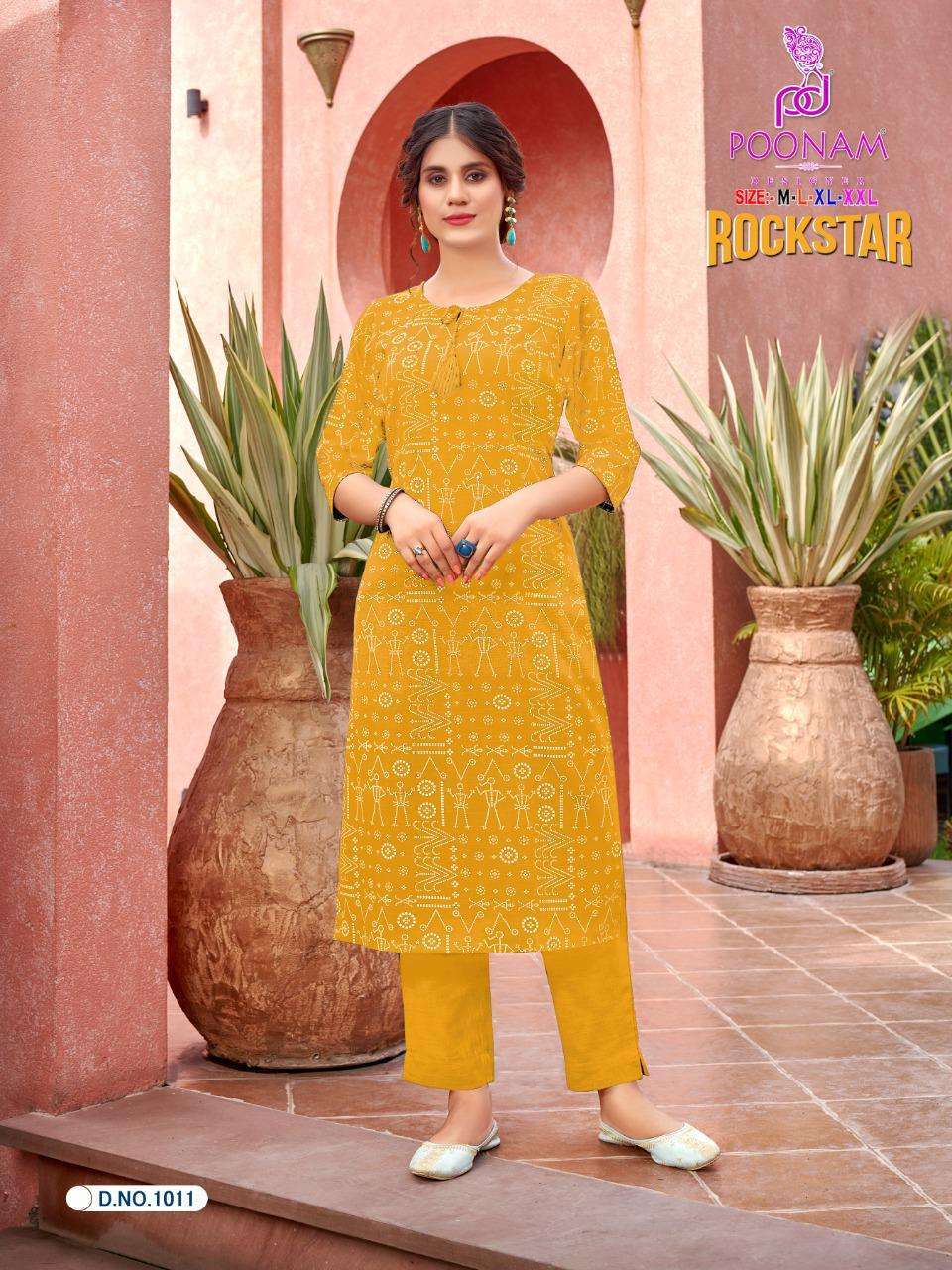 poonam rockstar series 1001-1011 Rayon slub kurti