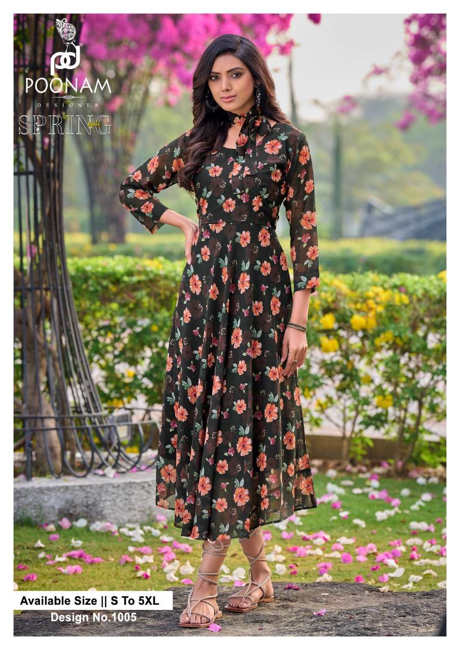 poonam spring valley series 1001-1008 premium quality georgette gown 