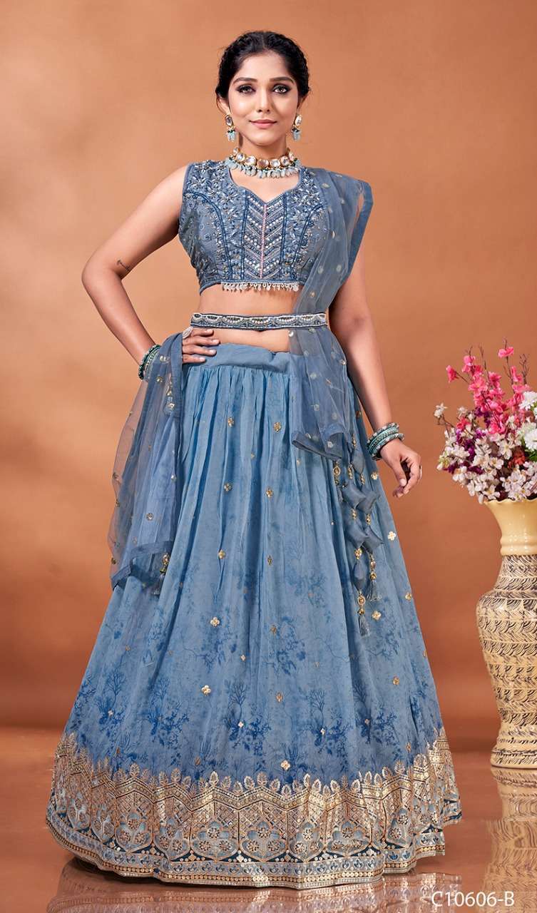 pr 10606 pure viscose georgette lehenga 