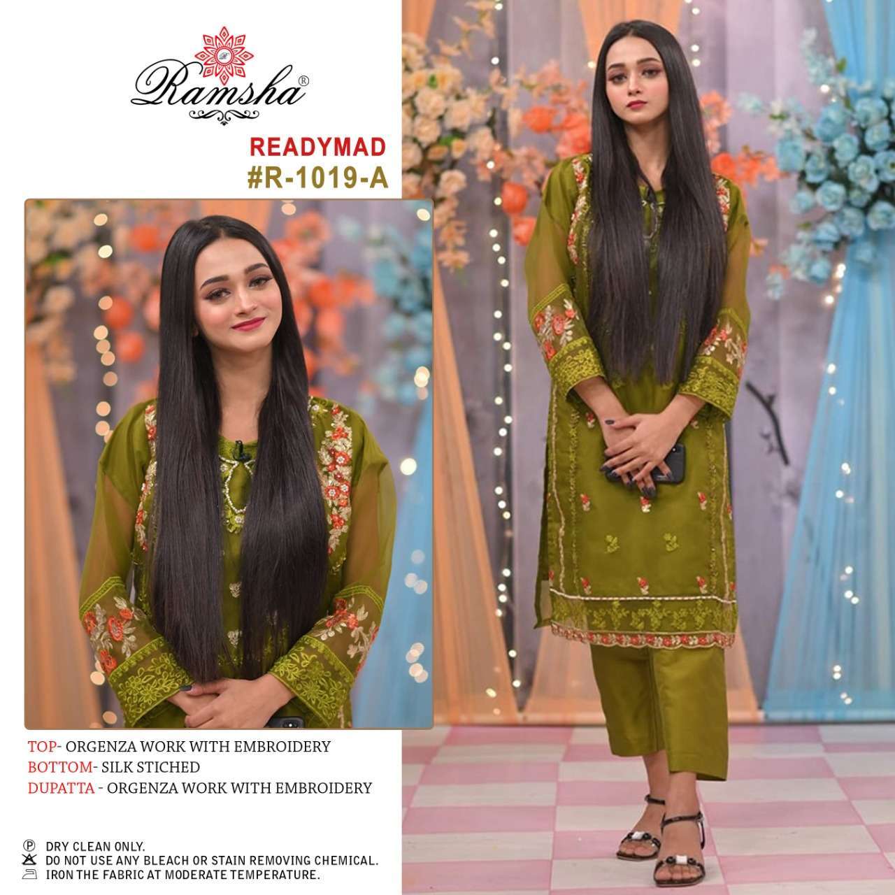 ramsha r 1019 organza work with embroidery suit 