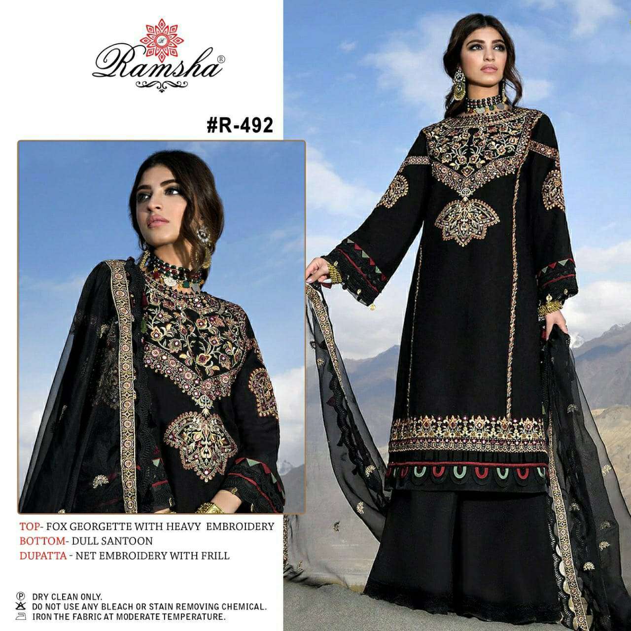 ramsha R-492 & 493 georgette with heavy embroidery suit 