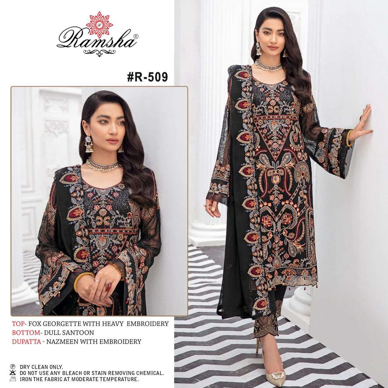 ramsha r-507-509 georgette embroidery suit 