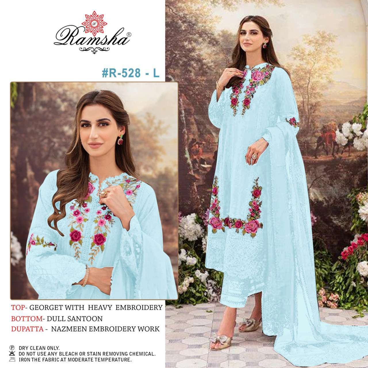 ramsha R-528 nx light georgette heavy embroidery suit