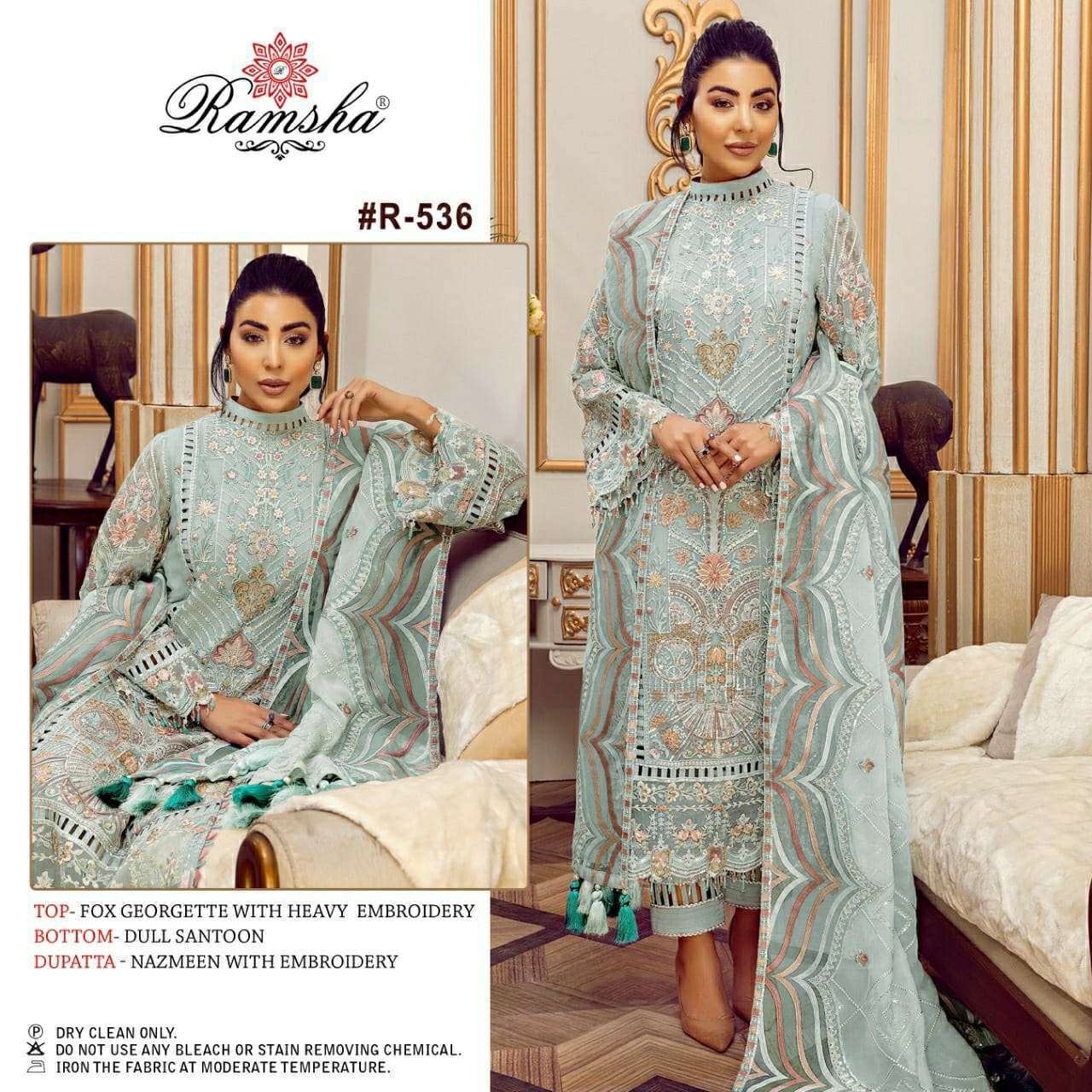 ramsha R-536 georgette heavy embroidery suit 