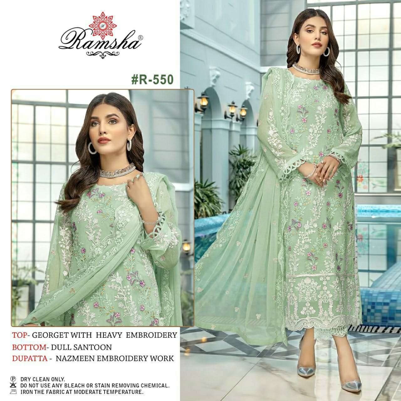 ramsha r 550 georgette embroidery suit 