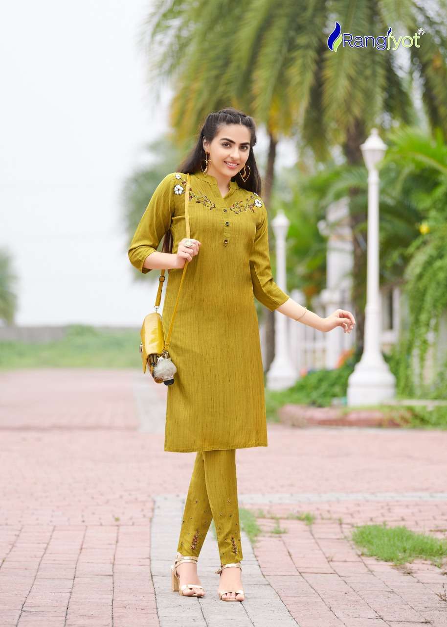 rangjyot aarohi vol 1 series 1001-1008 liza rayon kurti