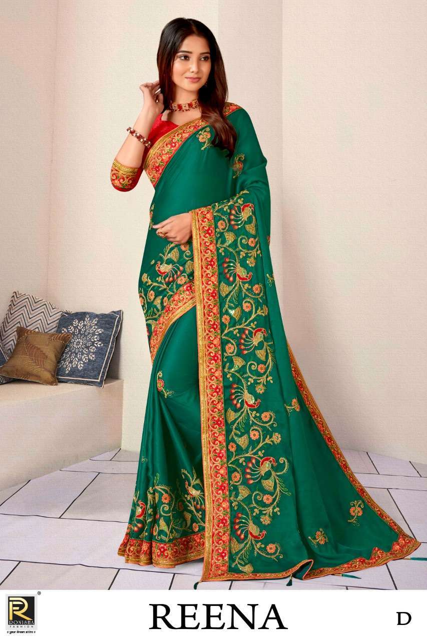 ronisha fashion Reena satin blooming saree