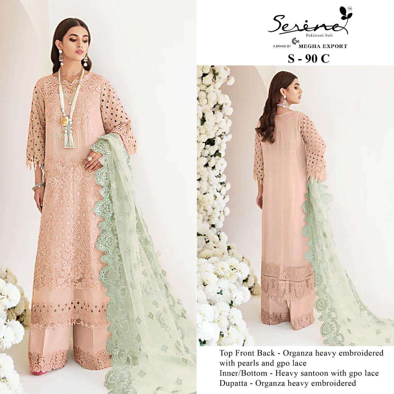 serene S-90 organza heavy embroidered suit 