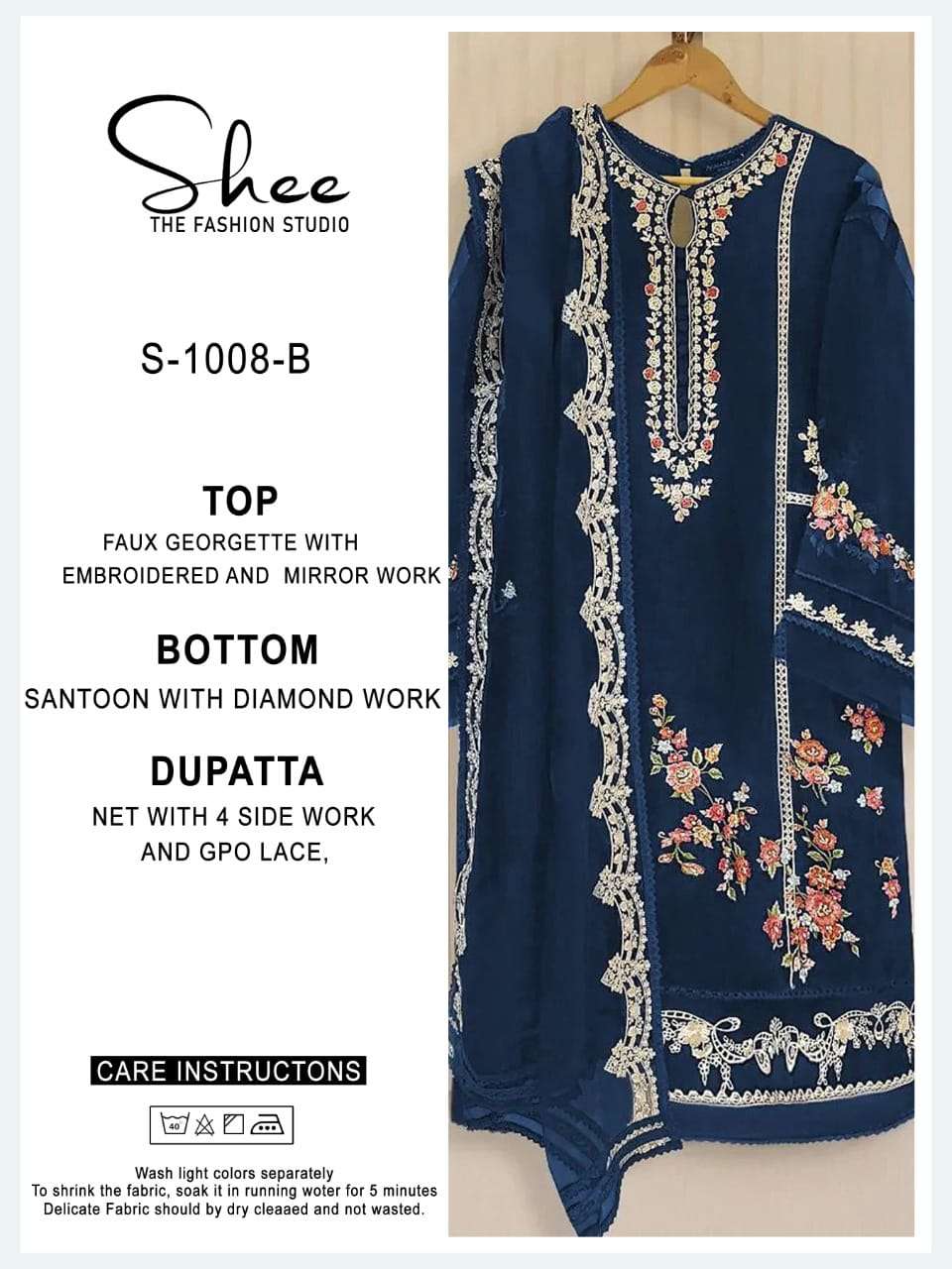 shee S-1008 designer faux georgette suit 