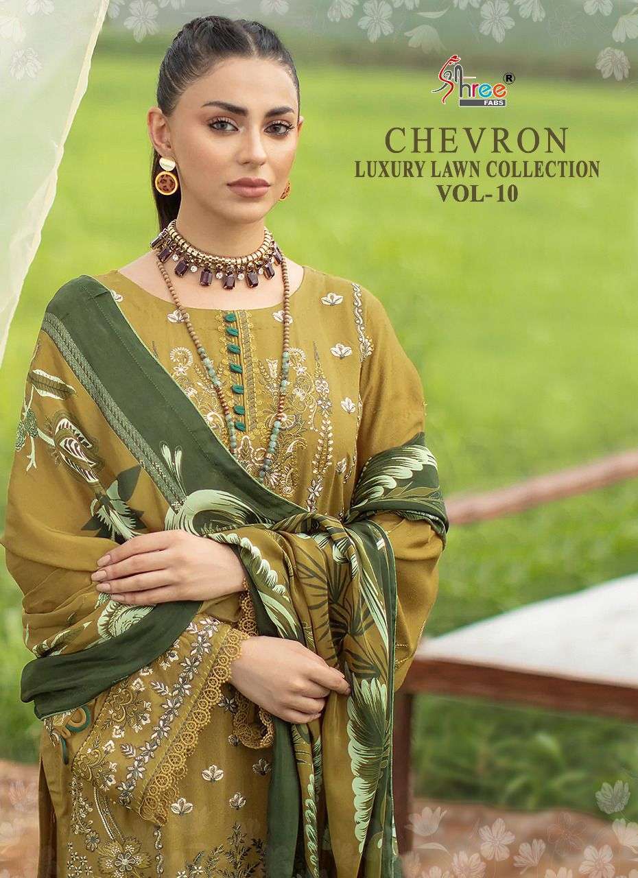 shree fabs chevron luxury lawn vol 10 series 2462-2468 pure cotton suit 