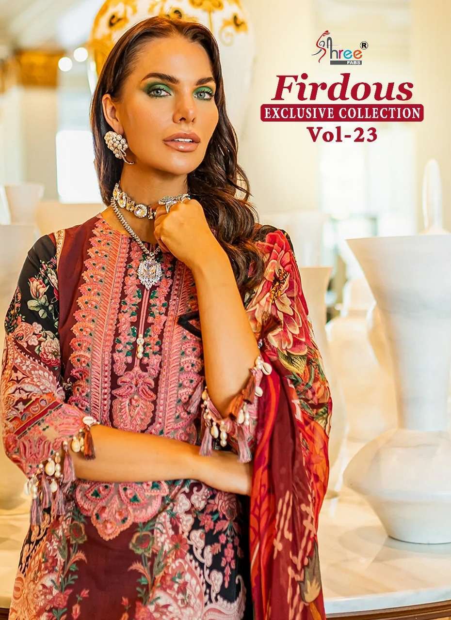 shree fabs firdous exclusive vol 23 series 2474-2477 pure cotton suit 