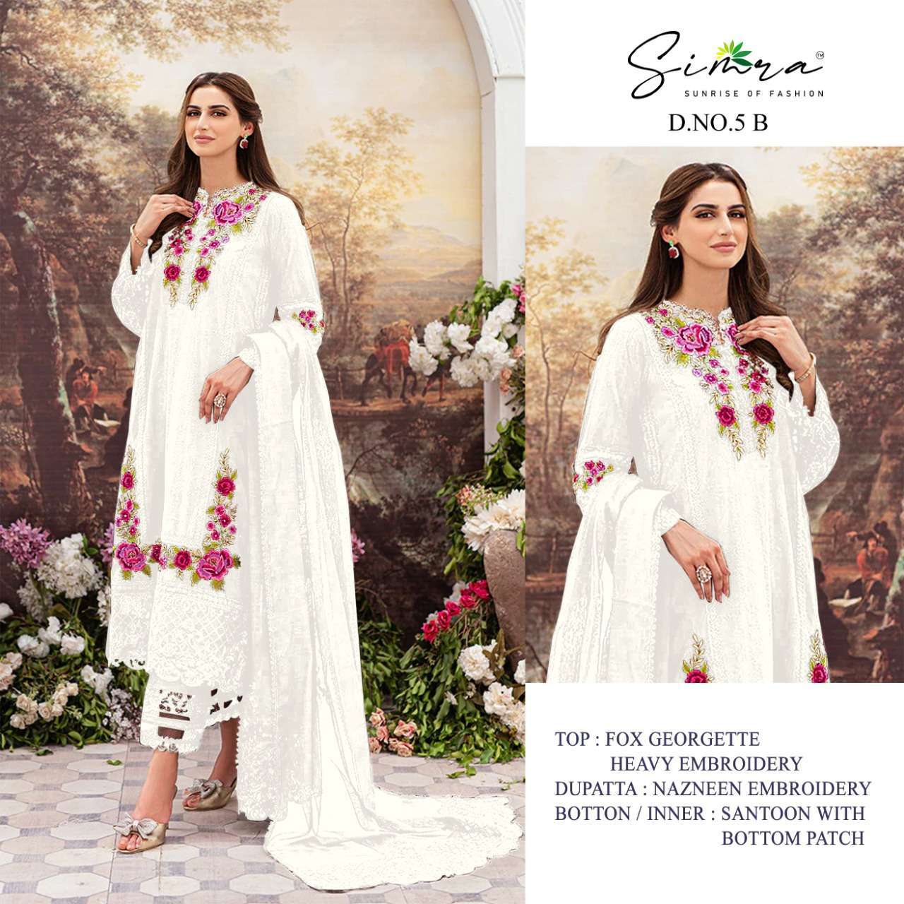 simra 5 A-B faux georgette heavy embroidered suit 