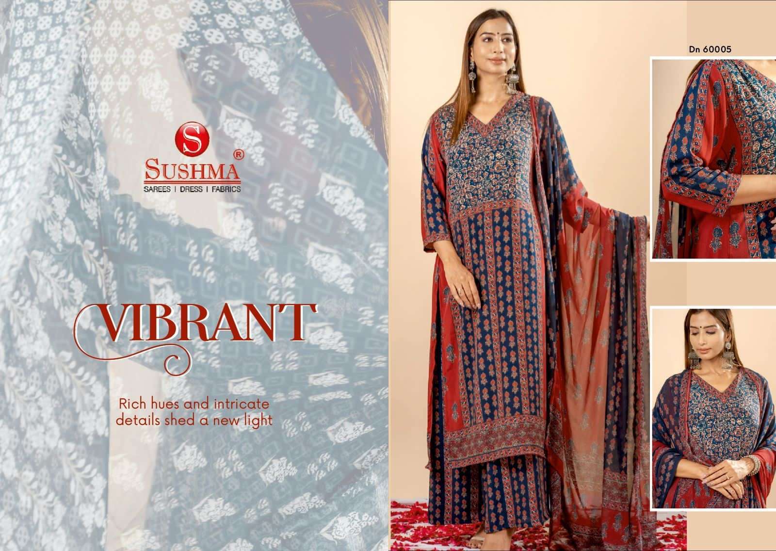 sushma vibrant series 60001-60004 crape dress materials 