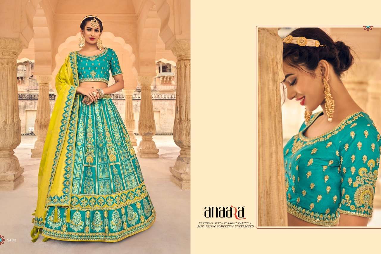 tathastu 5400 series silk with work lehenga 