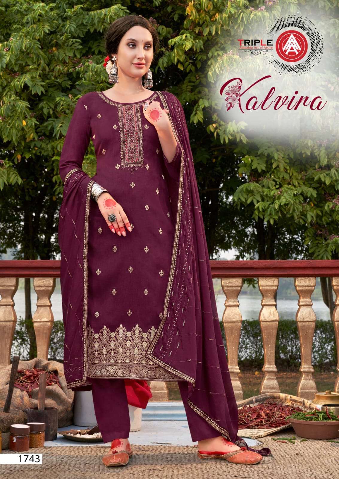 triple aaa kalvira series 1741-1746 dola jacquard suit 