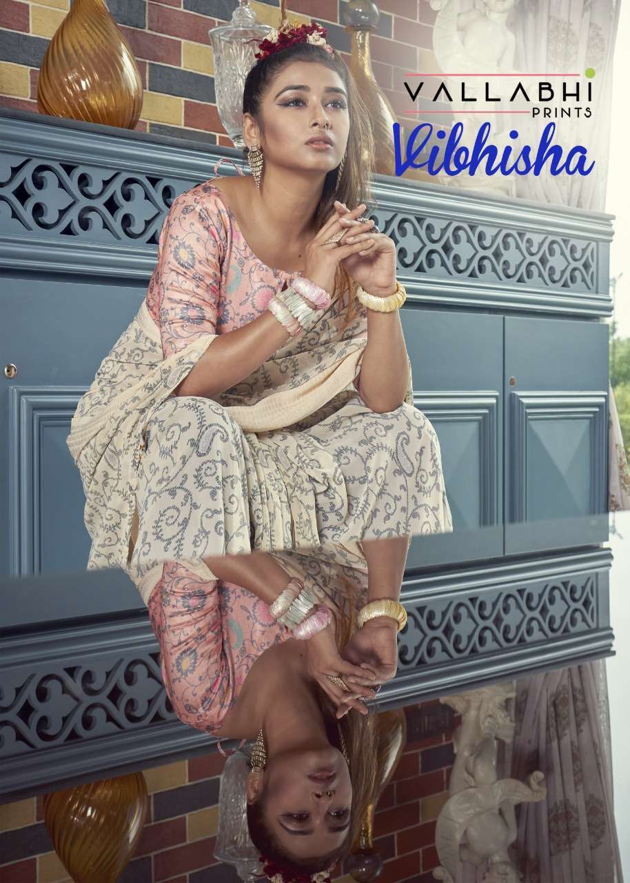 vallabhi vibhisha series 34563-34570 georgette viscose border saree