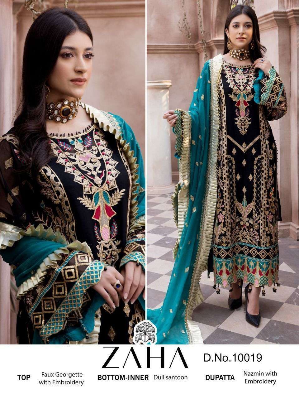 zaha 10019 georgette heavy embroidered suit 