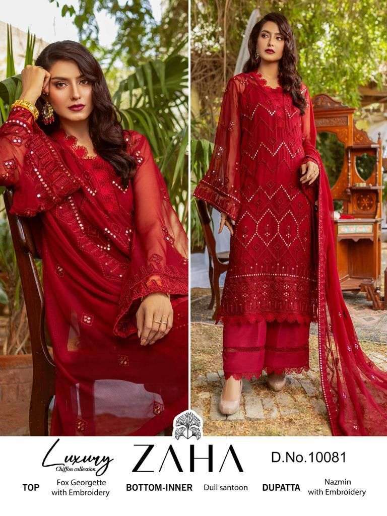zaha 10081 georgette with heavy embroidered suit 