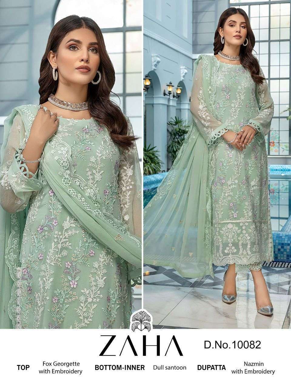 zaha 10082 georgette with heavy embroidered suit 