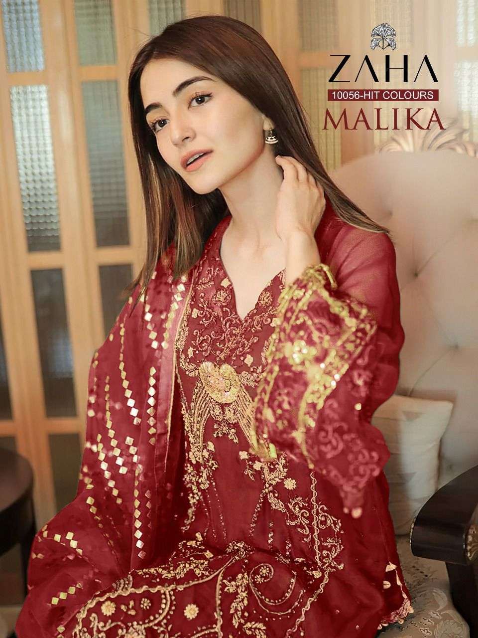 zaha malika series 10056 georgette heavy embroidered suit 