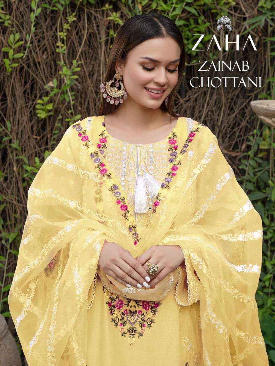 zaha zainab chottani 10057 georgette heavy embroidered suit 