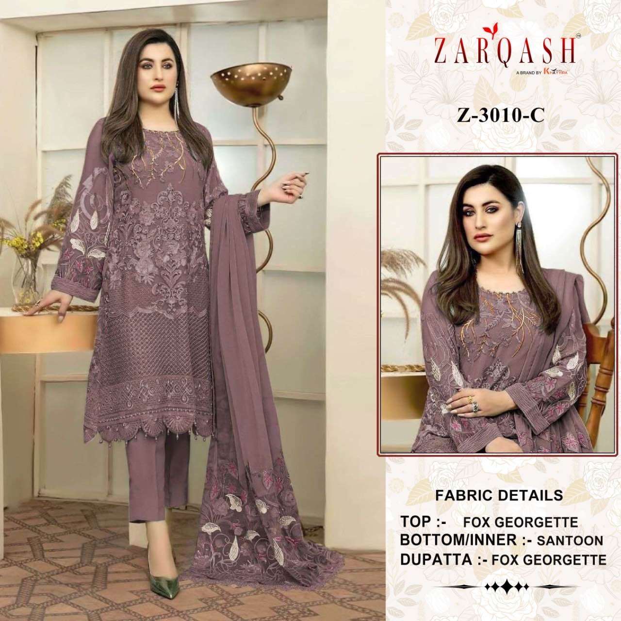 ZARQASH Z-3010 DESIGNER FAUX GEORGETTE SUIT 