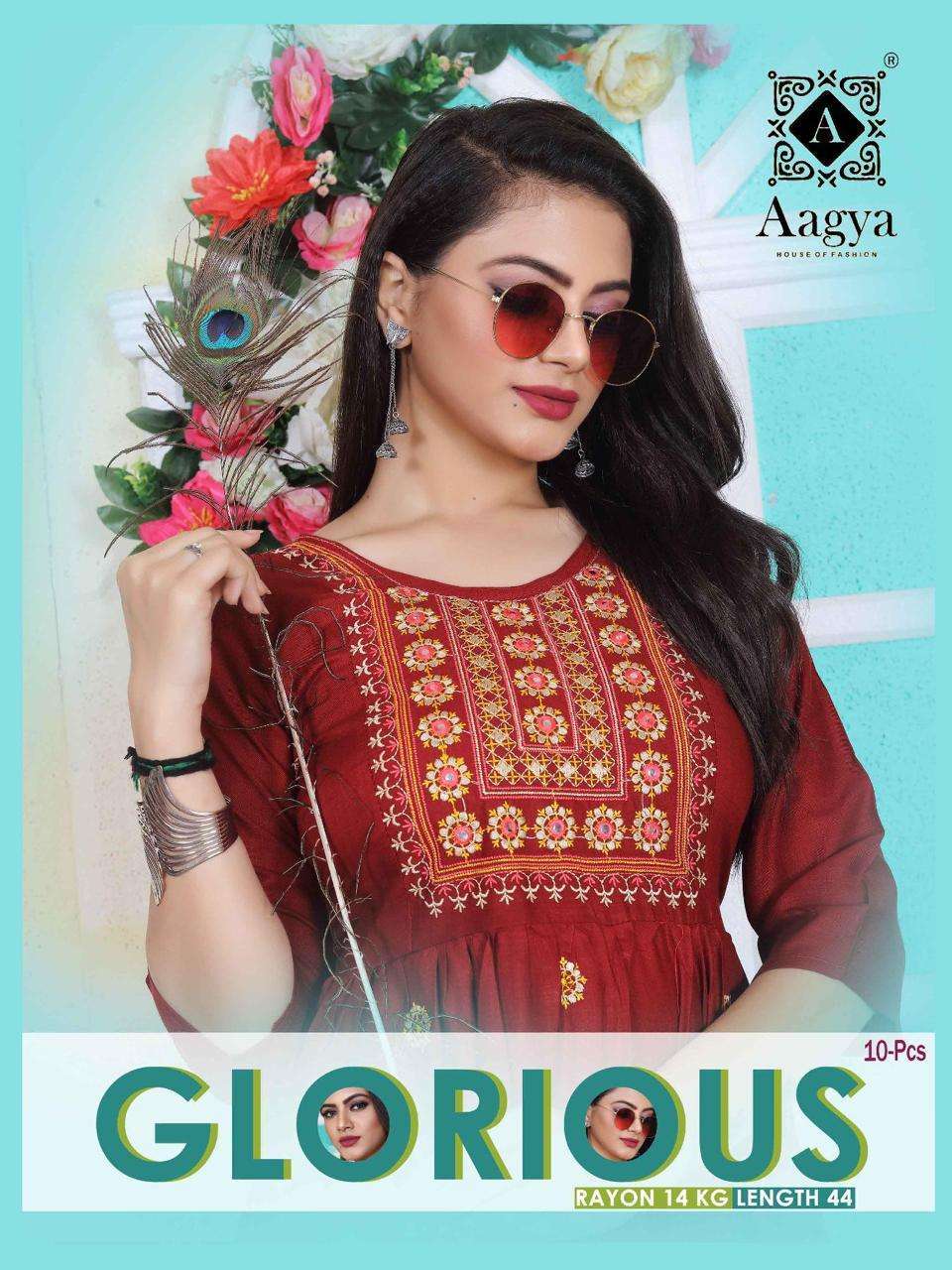 Aagya Glorious vol 1 series 001-010 Rayon 14 Kg kurti