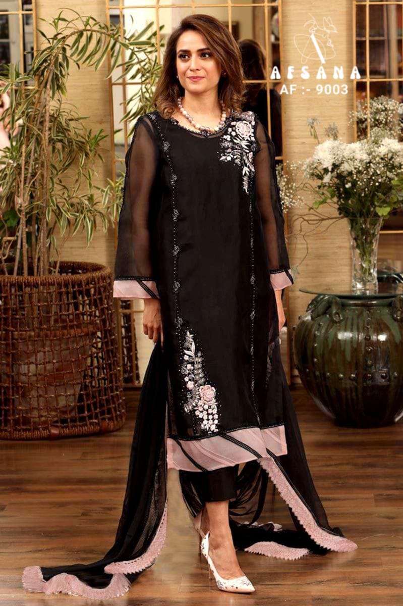 afsana 9003 Heavy gorgette  Fabric readymade suit 