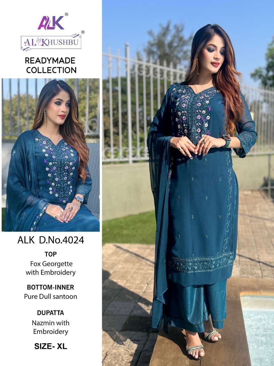 alk 4024 design Heavy gorgette readymade suit