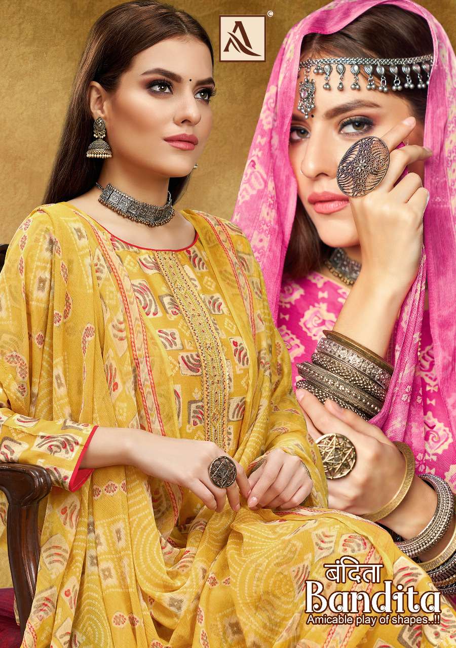 alok suit bandita series 1061001-1061008 pure viscose silk suit 