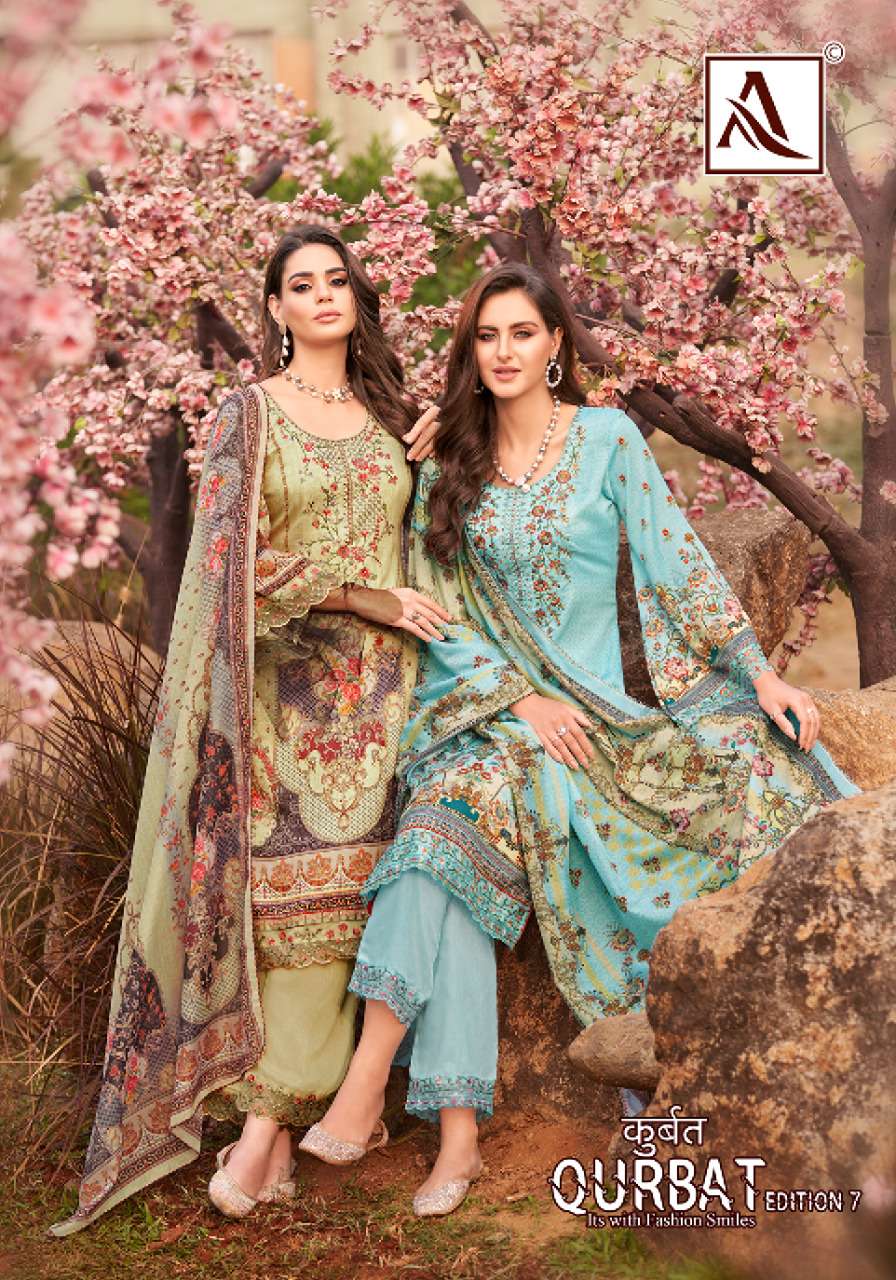 alok suti qurbat vol 7 series 1158001-1158008 jam cotton suit